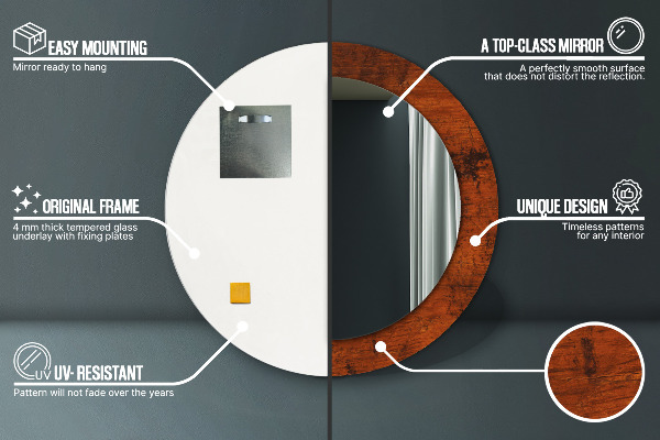 Specchio tondo decoro Legno naturale