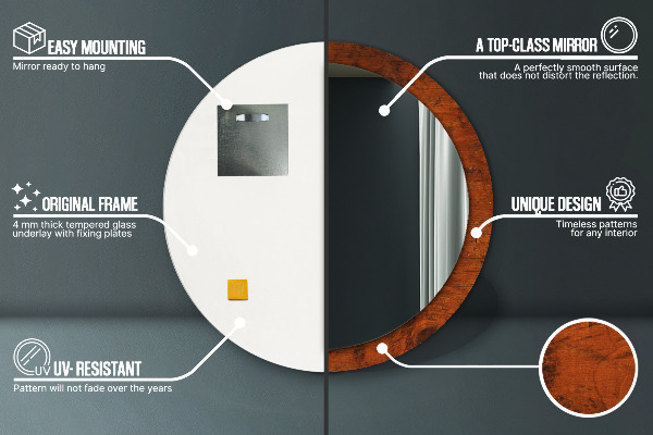 Specchio tondo decoro Legno naturale