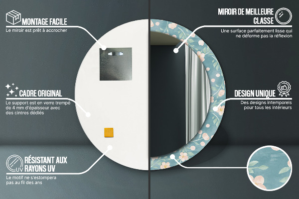 Specchio tondo decoro Pattern floreale