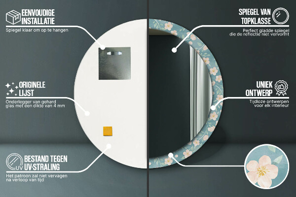 Specchio tondo decoro Pattern floreale