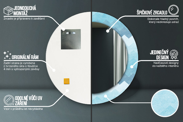 Specchio tondo decoro Motivo Chevron