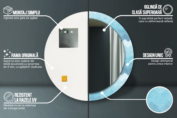 Specchio tondo decoro Motivo Chevron