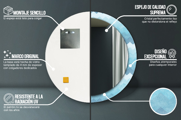 Specchio tondo decoro Motivo Chevron