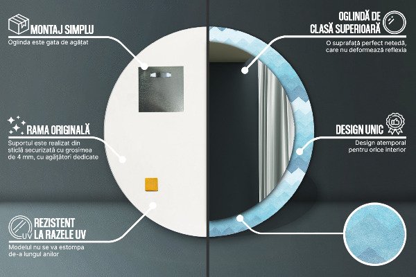 Specchio tondo decoro Motivo Chevron