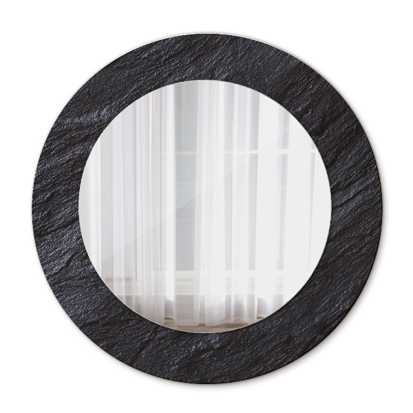 Specchio tondo decoro Pietra nera