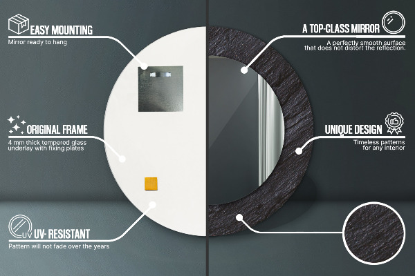 Specchio tondo decoro Pietra nera