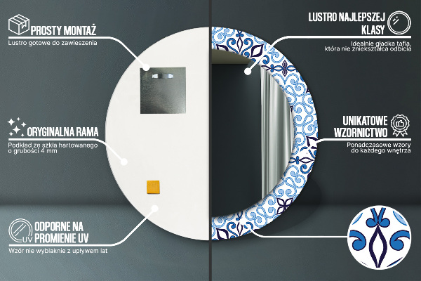 Specchio tondo decoro Pattern arabo blu