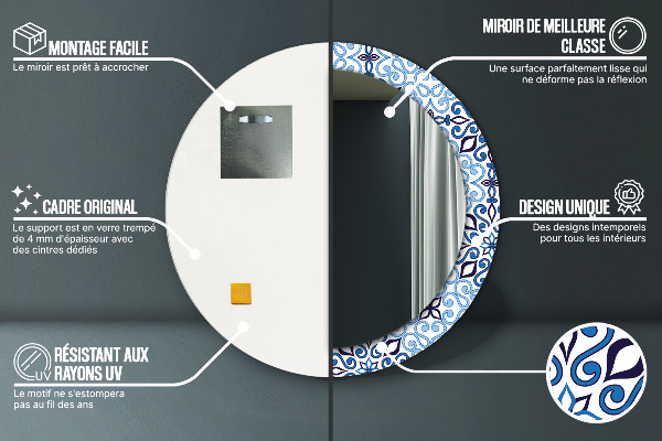 Specchio tondo decoro Pattern arabo blu