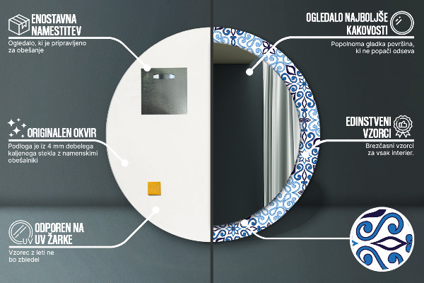 Specchio tondo decoro Pattern arabo blu