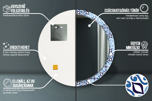 Specchio tondo decoro Pattern arabo blu