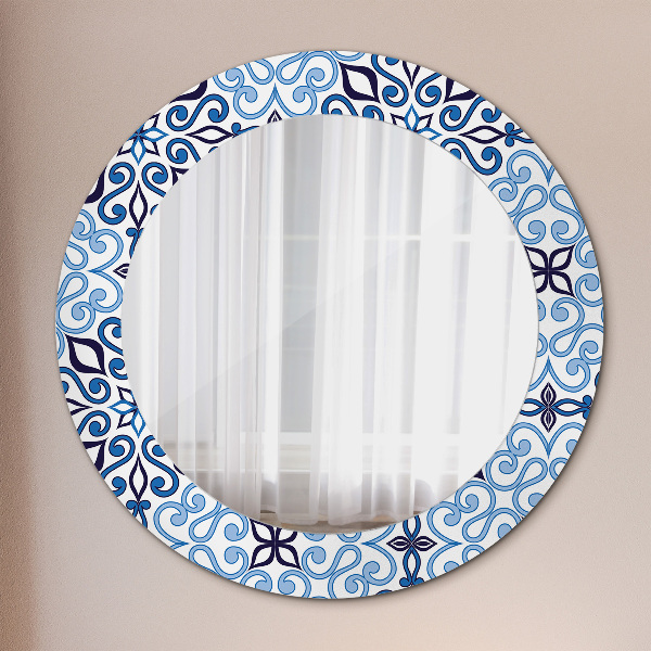 Specchio tondo decoro Pattern arabo blu