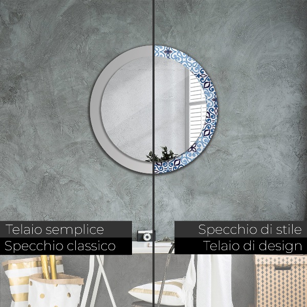 Specchio tondo decoro Pattern arabo blu
