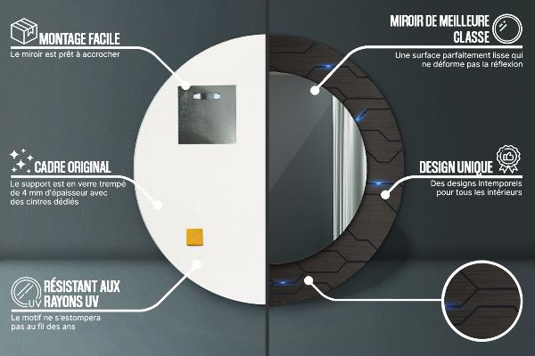 Specchio tondo decoro Abstract futuristico