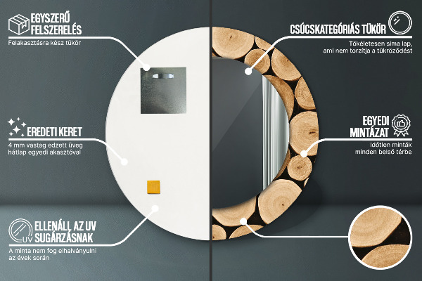 Specchio tondo decoro Tronchi di legno