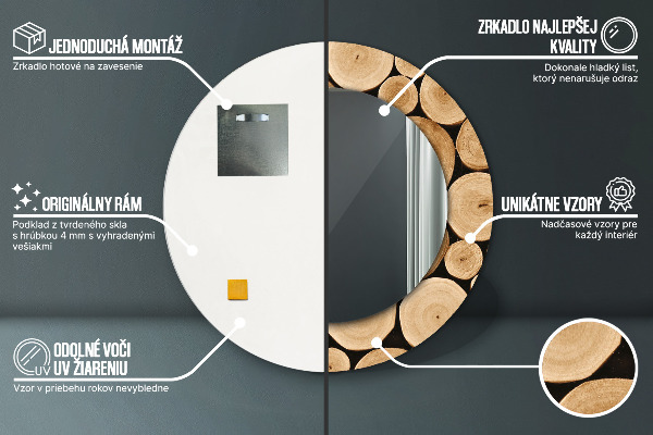 Specchio tondo decoro Tronchi di legno