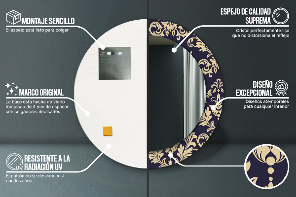 Specchio tondo decoro Pattern floreale