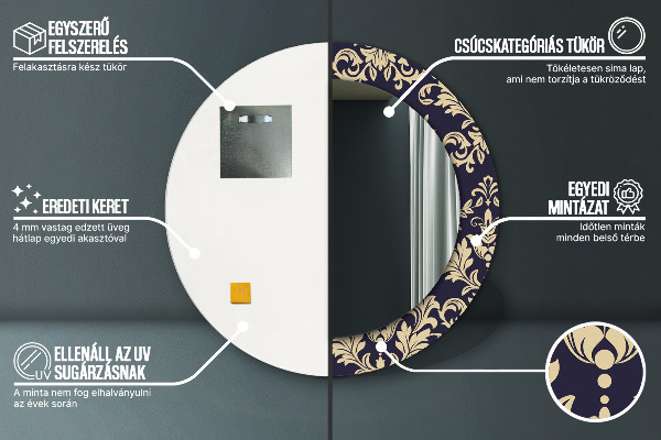 Specchio tondo decoro Pattern floreale