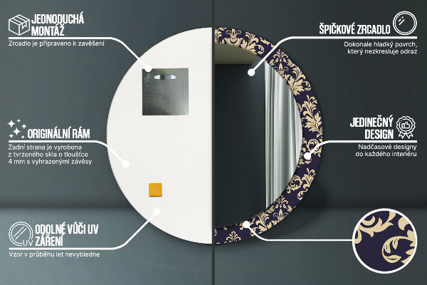 Specchio tondo decoro Pattern floreale