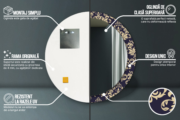 Specchio tondo decoro Pattern floreale