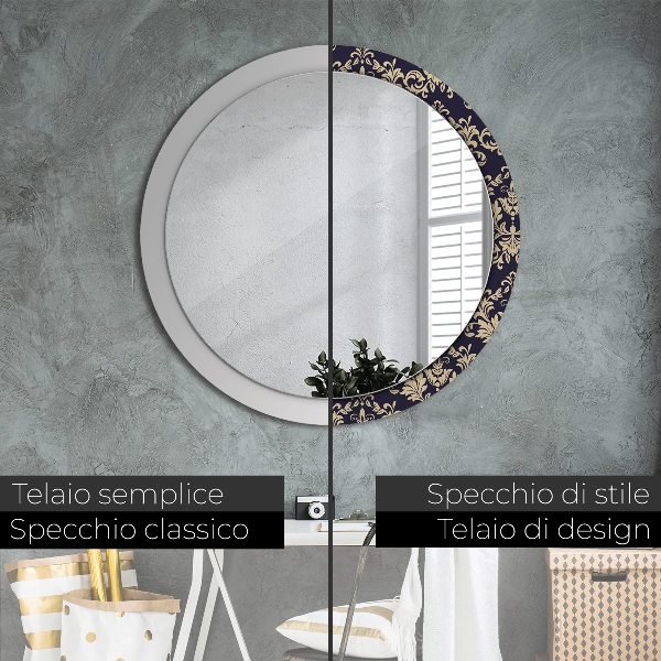 Specchio tondo decoro Pattern floreale