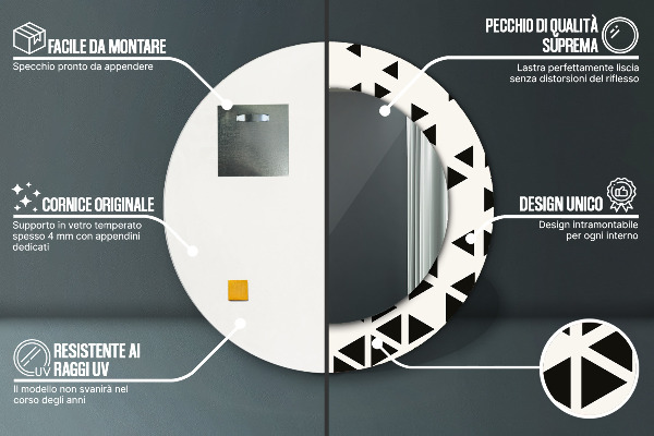 Specchio tondo decoro Geometrico astratto