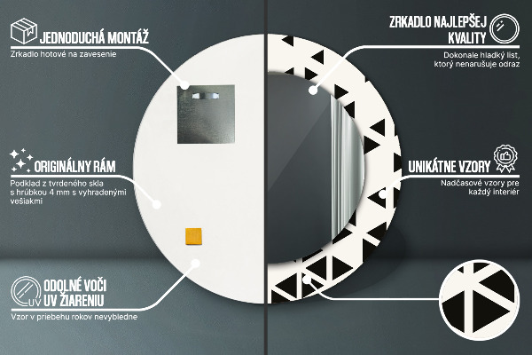 Specchio tondo decoro Geometrico astratto
