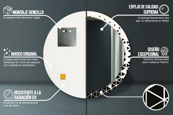 Specchio tondo decoro Geometrico astratto