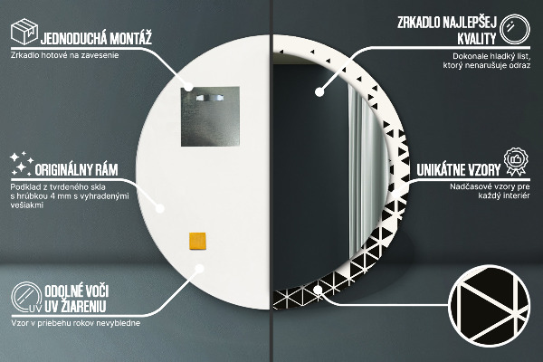 Specchio tondo decoro Geometrico astratto