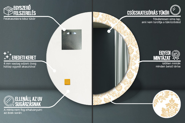 Specchio tondo decoro Damask barocco