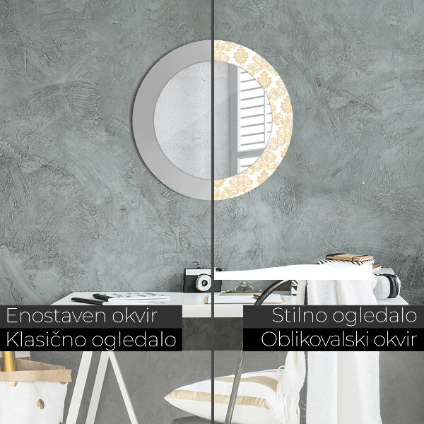 Specchio tondo decoro Damask barocco