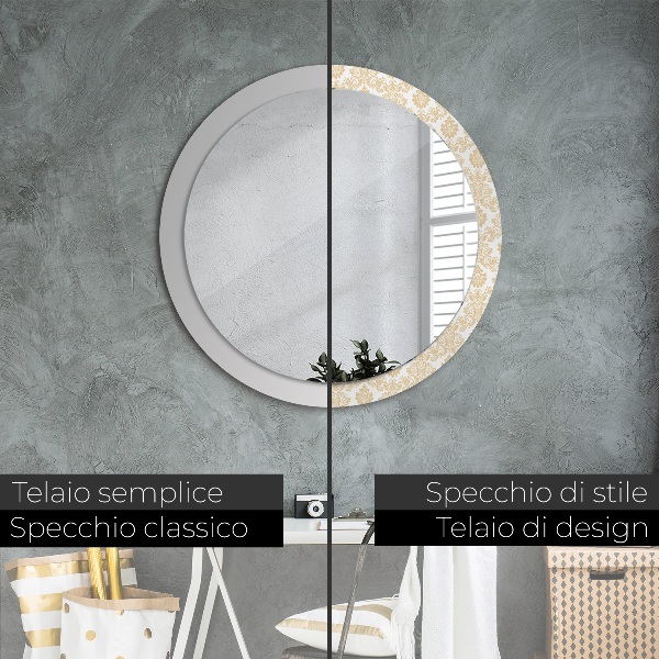 Specchio tondo decoro Damask barocco