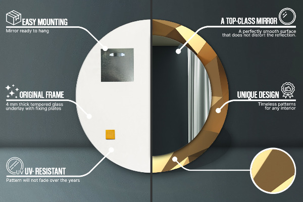 Specchio tondo decoro Astrazione d'oro