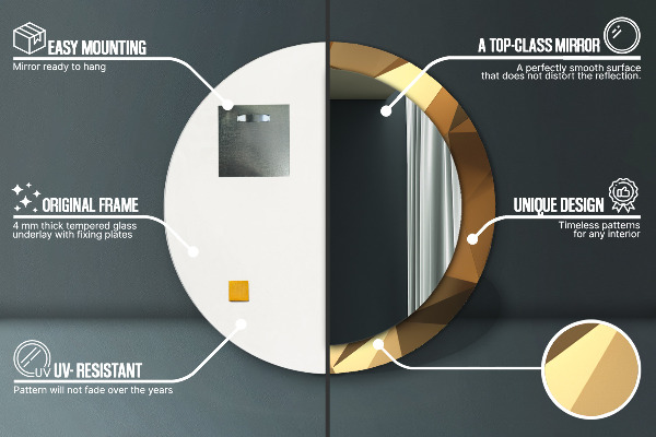 Specchio tondo decoro Astrazione d'oro