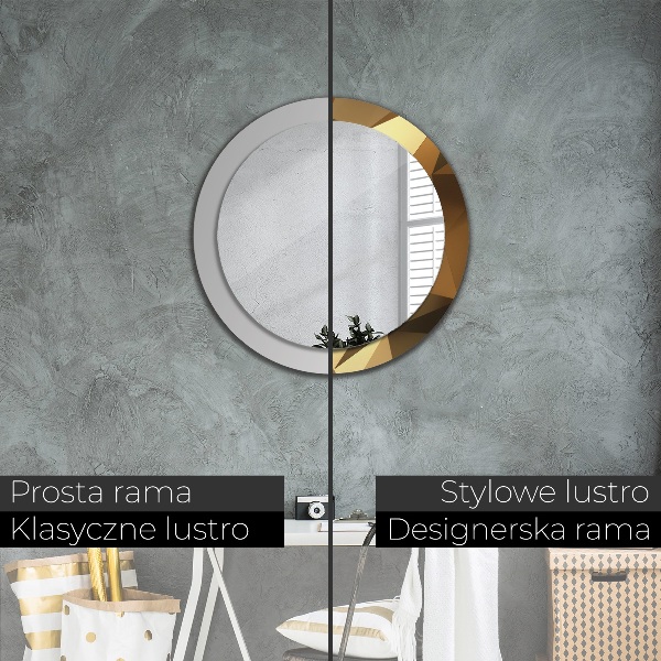 Specchio tondo decoro Astrazione d'oro