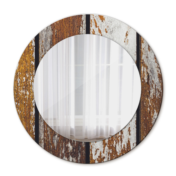 Specchio tondo decoro Legno scuro vintage