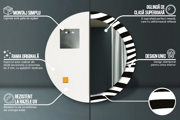 Specchio tondo decoro Onda astratta