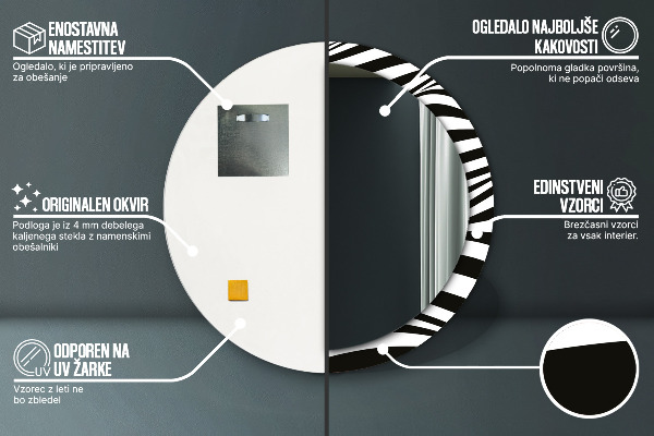 Specchio tondo decoro Onda astratta