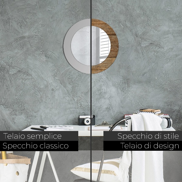 Specchio tondo stampato Legno vecchio