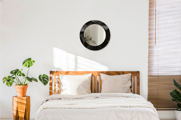 Specchio tondo stampato Black astratto