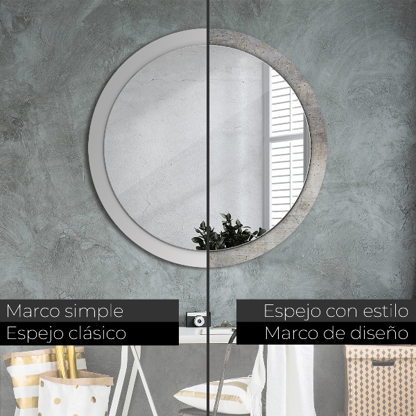 Specchio tondo stampato Cemento grigio