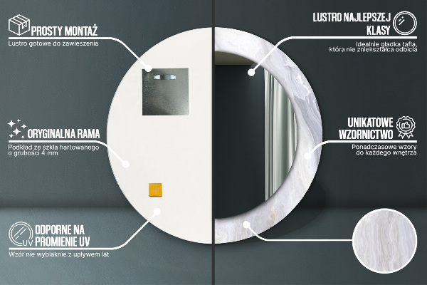 Specchio tondo decoro Marmo astratto