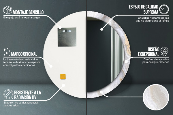 Specchio tondo decoro Marmo astratto