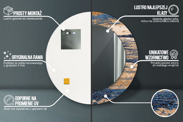 Specchio tondo decoro Legno astratto