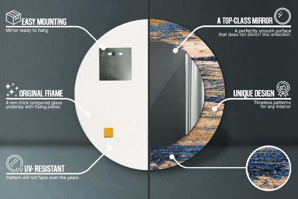 Specchio tondo decoro Legno astratto