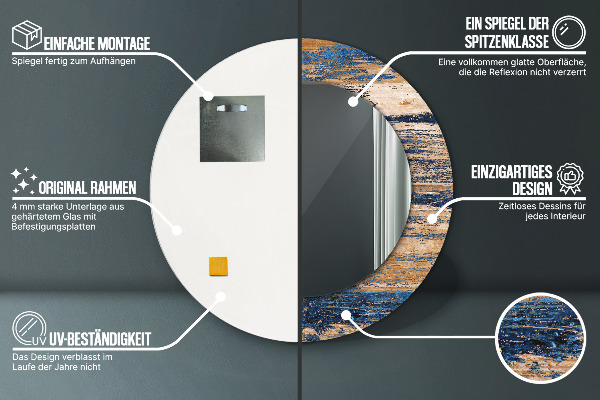 Specchio tondo decoro Legno astratto