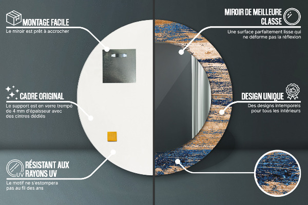 Specchio tondo decoro Legno astratto