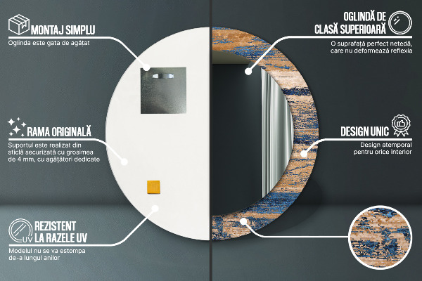 Specchio tondo decoro Legno astratto