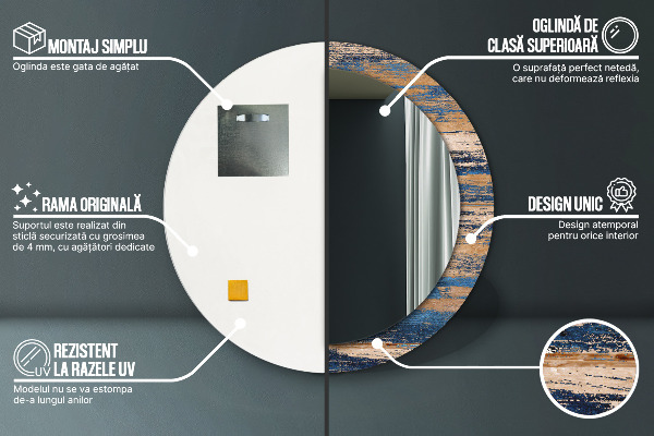 Specchio tondo decoro Legno astratto