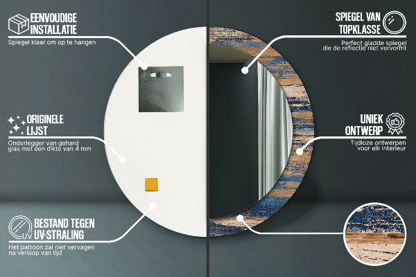 Specchio tondo decoro Legno astratto