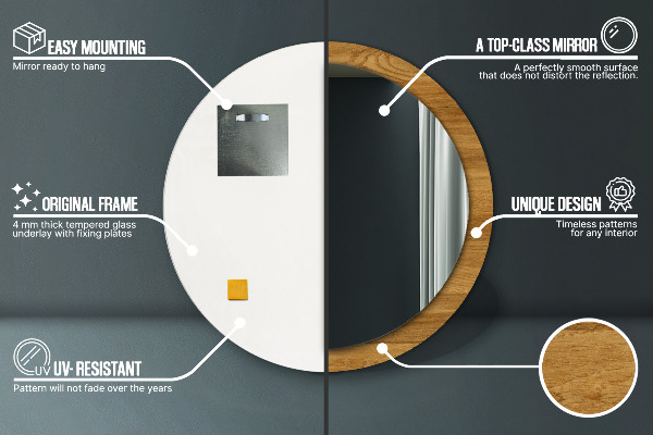 Specchio tondo decoro Quercia rustica